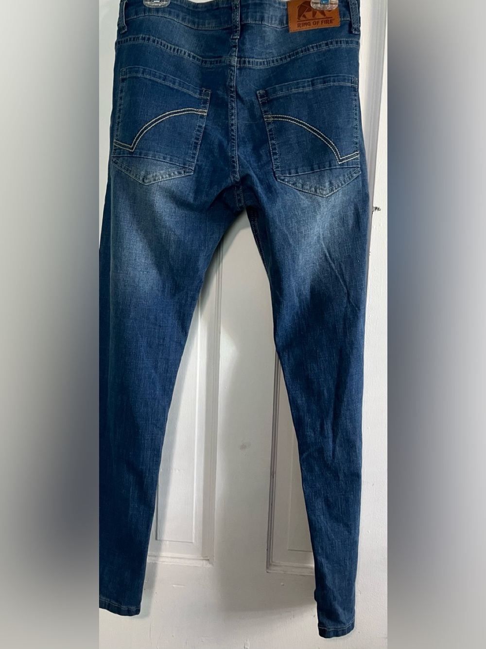 Ring of Fire Men’s Skinny Jeans in Dark Blue Wash